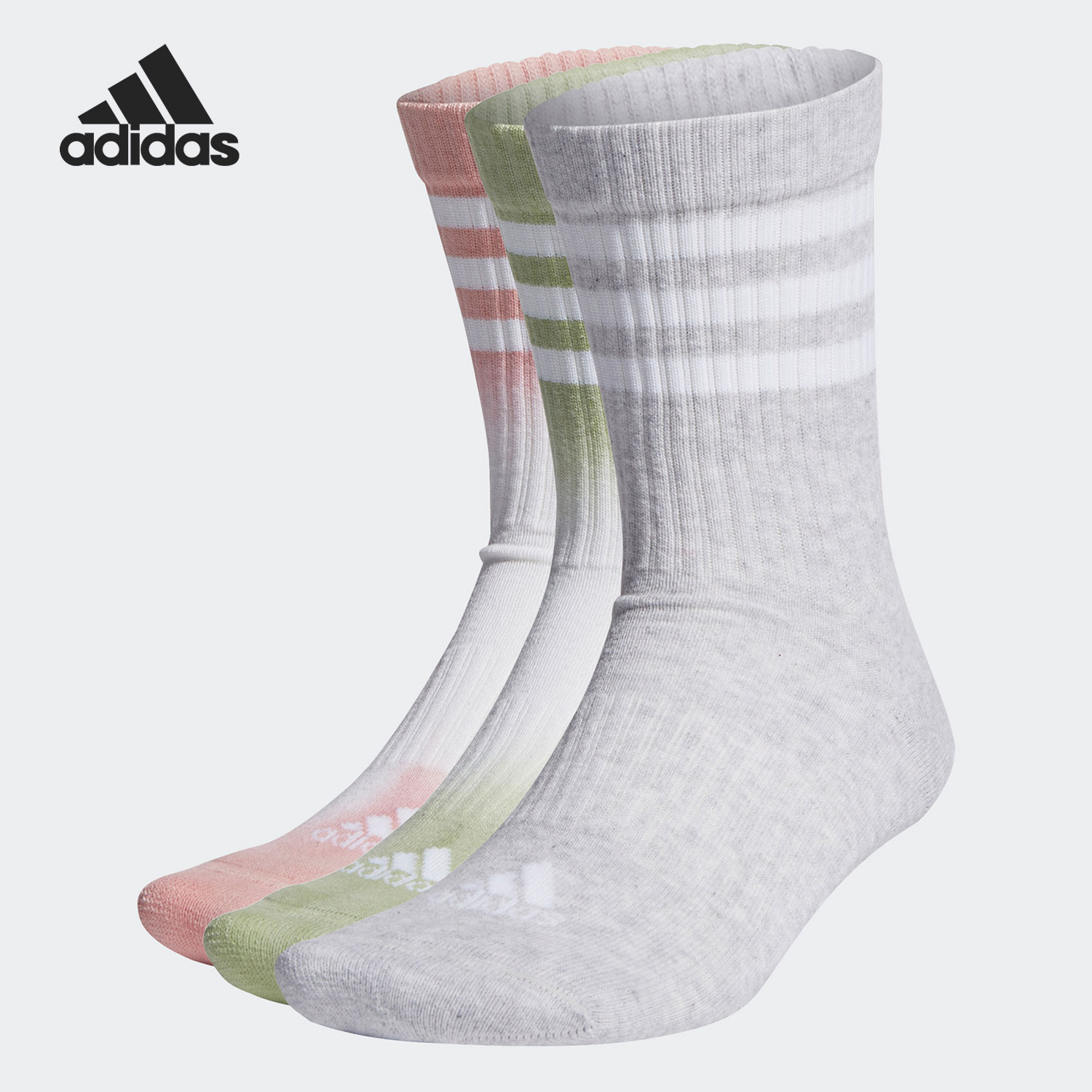 Adidas/阿迪达斯正品休闲男女3S DYE CRW运动袜三双装 HC4349