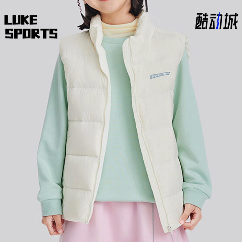 Skechers/斯凯奇正品运动保暖新款儿童轻薄梭织休闲简约羽绒马甲,童装/婴儿装/亲子装,羽绒马甲,淘宝优惠券,粉丝福利购,淘宝优惠卷