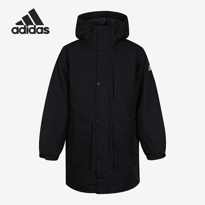 Adidas/阿迪达斯正品运动男子保暖中长款连帽羽绒服GN9835