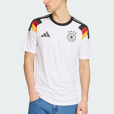 Adidas/阿迪达斯正品德国队新款男白黑色足球短袖球衣JZ4556