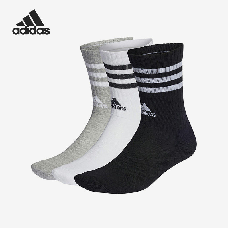 Adidas/阿迪达斯正品春季新款男女运动中筒袜三双装IC1323
