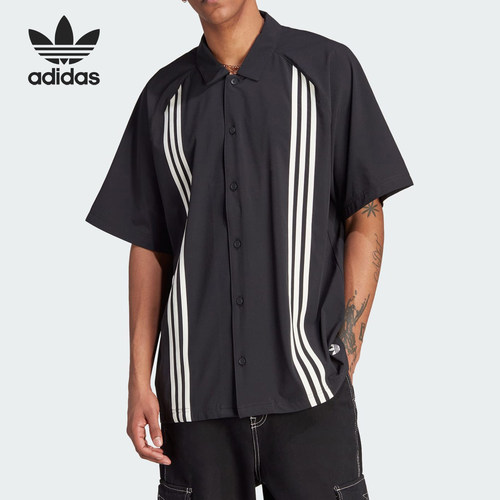 Adidas/阿迪达斯正品三叶草男士宽松条纹休闲短袖衬衫HZ0720