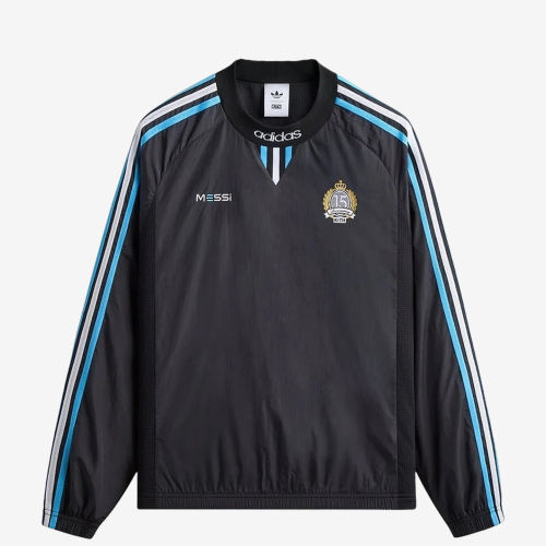 Adidas阿迪达斯正品KITH x MESSI男款三条纹足球长袖卫衣KR0053