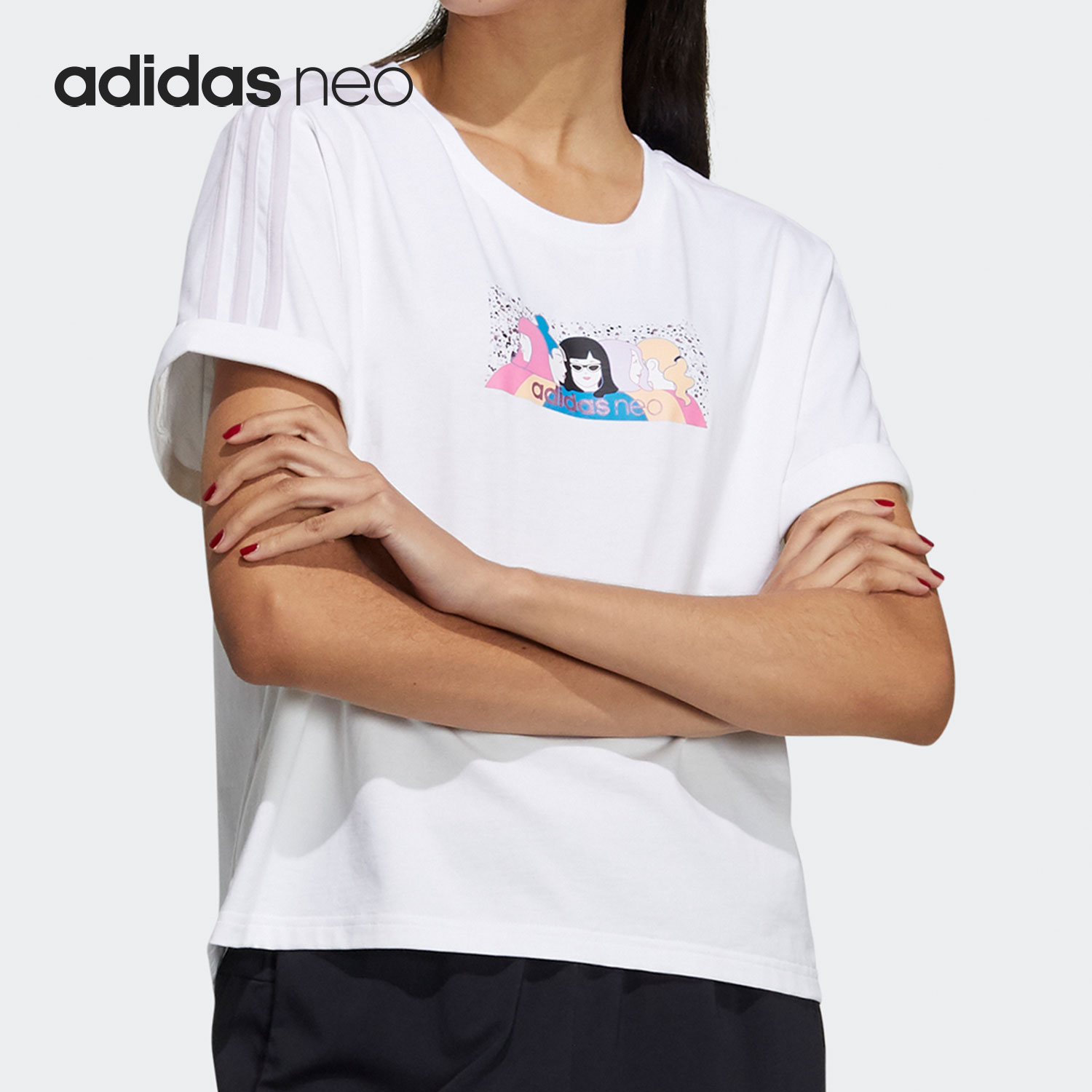 Adidas/阿迪达斯正品 Neo 年春季女子时尚休闲运动T恤 H45102