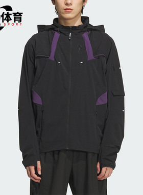 Adidas/阿迪达斯正品新款男黑紫色轻盈经典防风收纳夹克KF4924