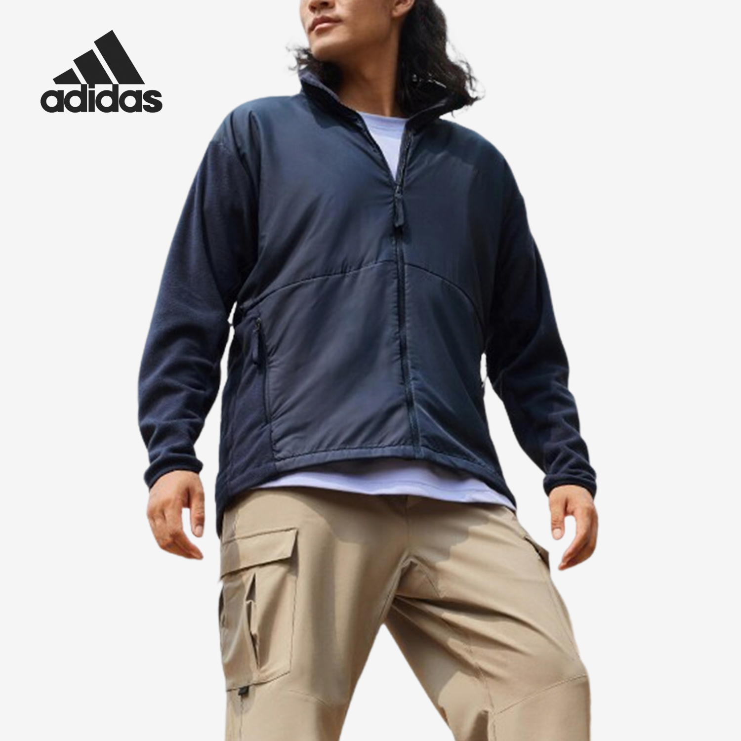 Adidas/阿迪达斯正品新款男士户外抓绒运动立领外套GU6502