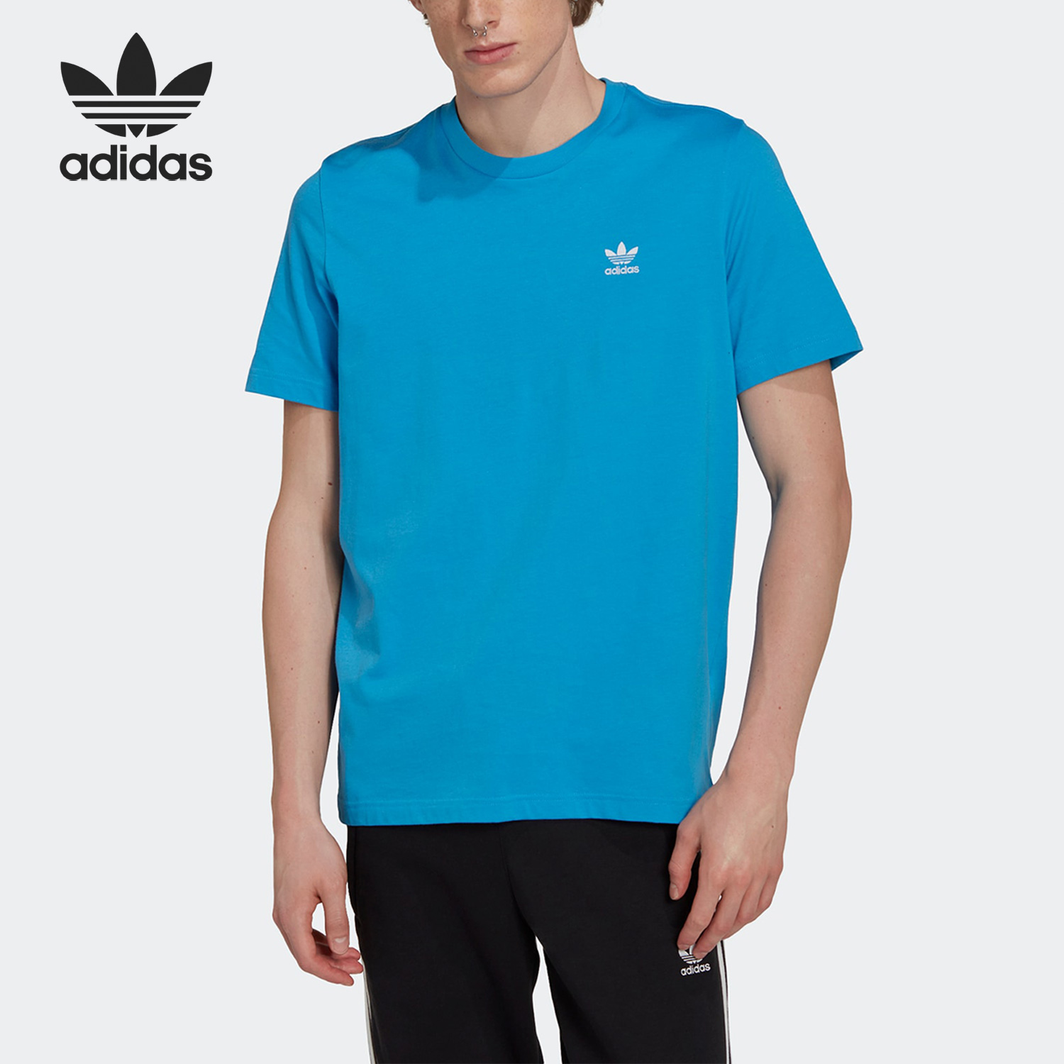 Adidas/阿迪达斯正品三叶草新款男子圆领透气短袖T恤HJ7982