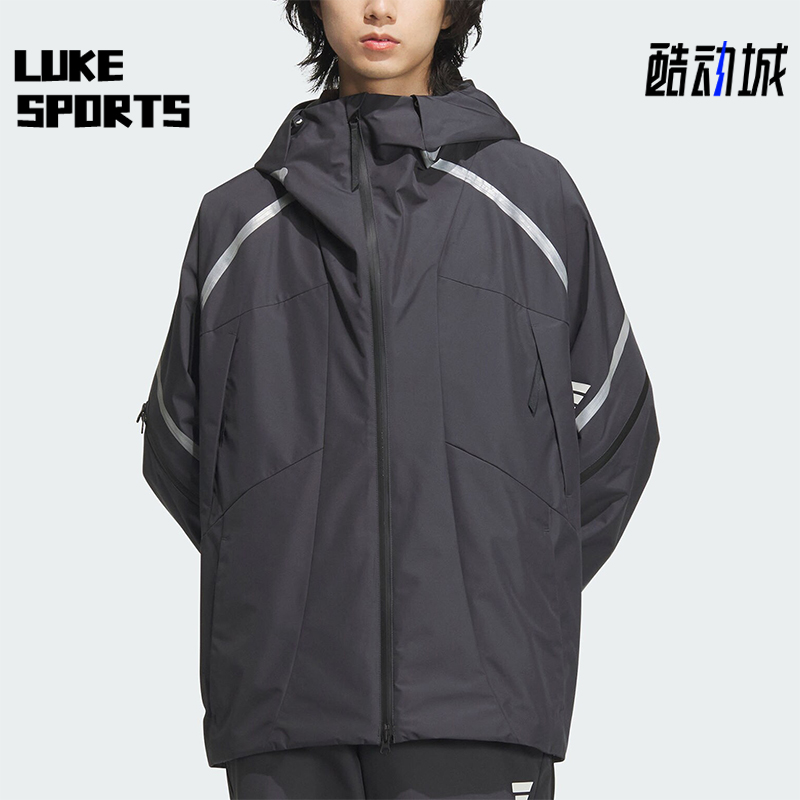 阿迪达斯男士宽松梭织连帽外套