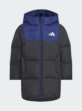 Adidas/阿迪达斯正品LK L DOWN JKT儿童连帽拼接保暖羽绒服KB5124