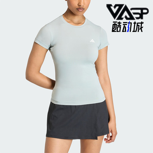 Adidas/阿迪达斯正品夏季女士休闲健身运动简约弹力短袖T恤KD0110