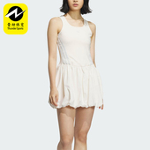 Adidas 2025女士简约针织休闲U领连衣裙KE5075 阿迪达斯正品