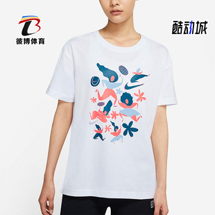 DC8929 Nike 女士宽松休闲印花网球运动短袖 耐克正品 100 新款