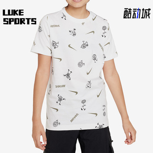 耐克正品 T恤FD3968 新款 休闲印花短袖 100 大童运动时尚 Nike