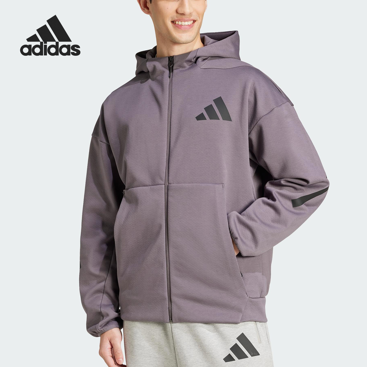 Adidas/阿迪达斯官方正品2025春季男士针织连帽运动外套JD2911