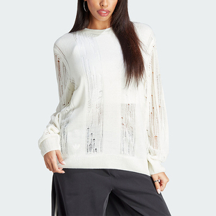 Adidas/阿迪达斯正品三叶草女子休闲针织圆领套头衫IL8531
