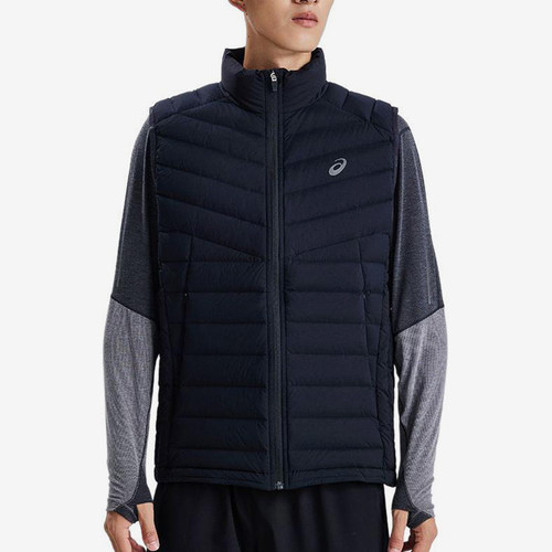 Asics/亚瑟士正品冬季新款男子保暖运动立领羽绒马甲2031E441-001