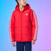 儿童三条纹运动保暖连帽棉服IL6078 新款 Adidas 阿迪达斯正品