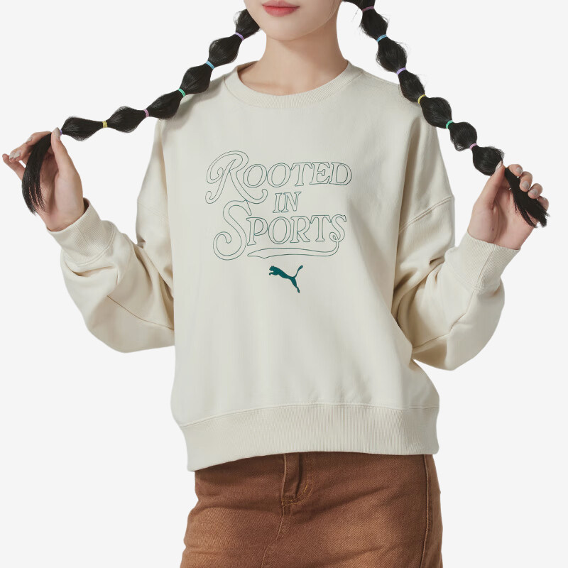 Puma/彪马正品TEAM CC Crew TR W女士简约印花时尚户外卫衣