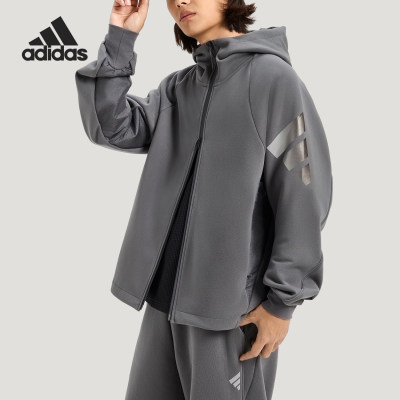 Adidas/阿迪达斯正品2026男士宽松连帽针织夹克外套KG0740