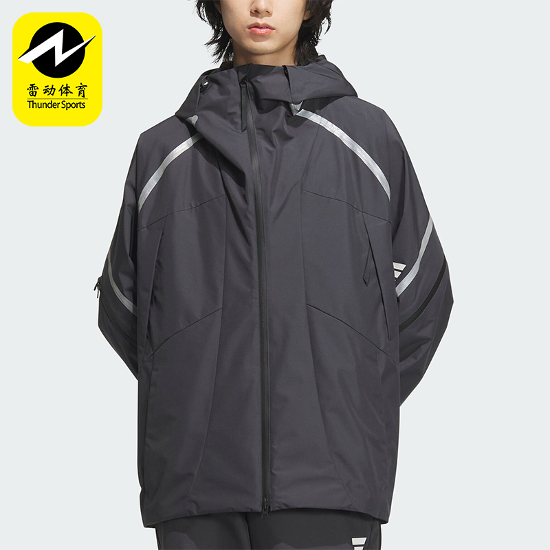 阿迪达斯男士宽松梭织连帽外套