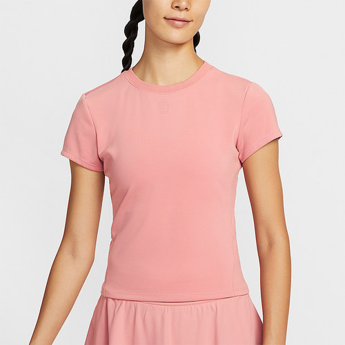 Nike/耐克正品Dri-FIT女士针织修身网球运动透气短袖HQ2995-618