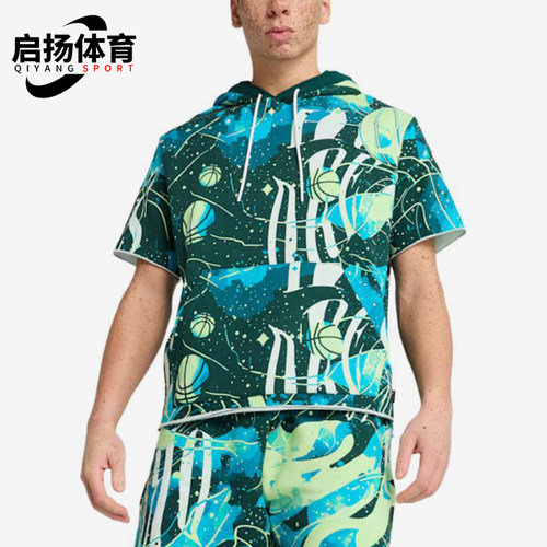 Puma/彪马正品印花连帽男绿色休闲舒适轻便经典短袖T恤630504-01