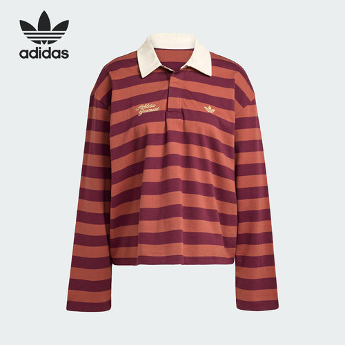 Adidas/阿迪达斯官方正品三叶草女士条纹翻领运动POLO衫KF2323