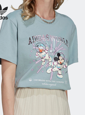 Adidas/阿迪达斯正品三叶草女士圆领印花运动短袖T恤HM9258