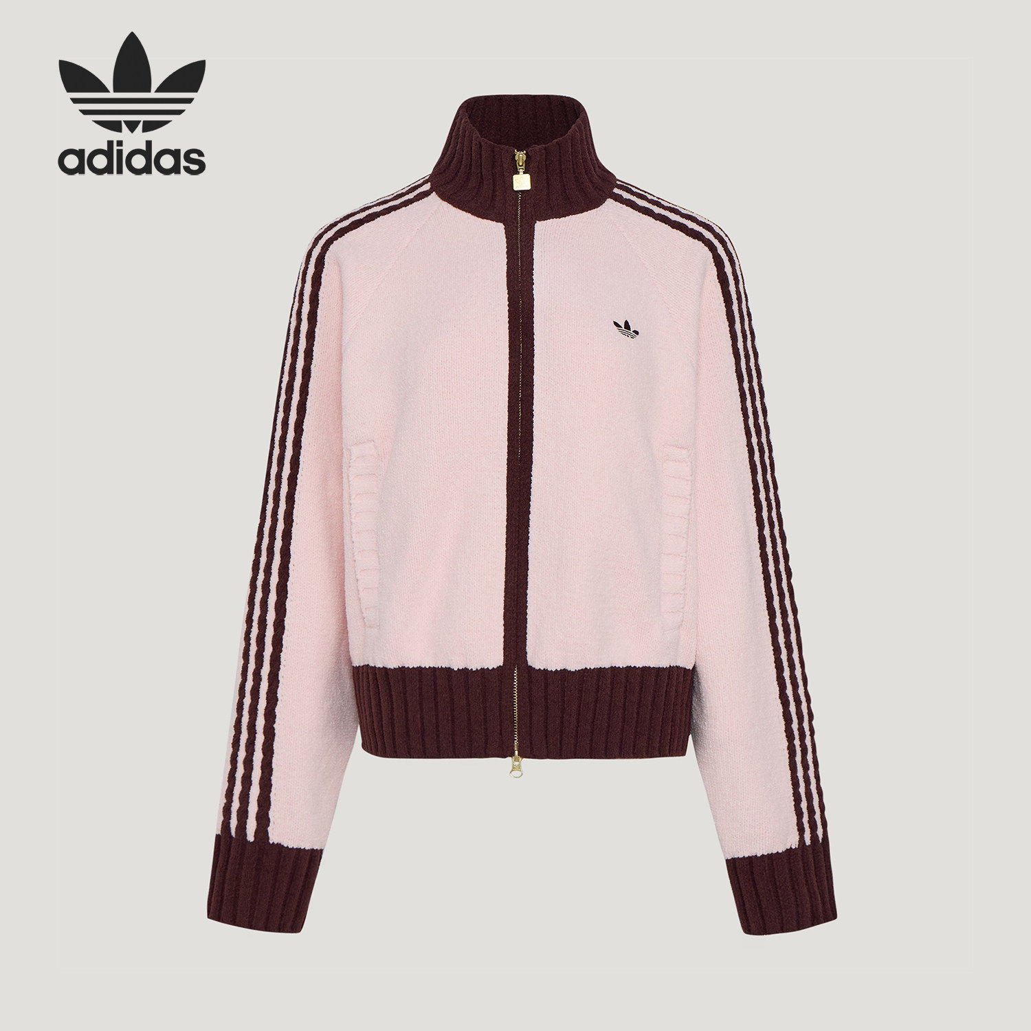 Adidas/阿迪达斯官方正品三叶草女士复古宽松三条纹外套KV8867 - 实物图