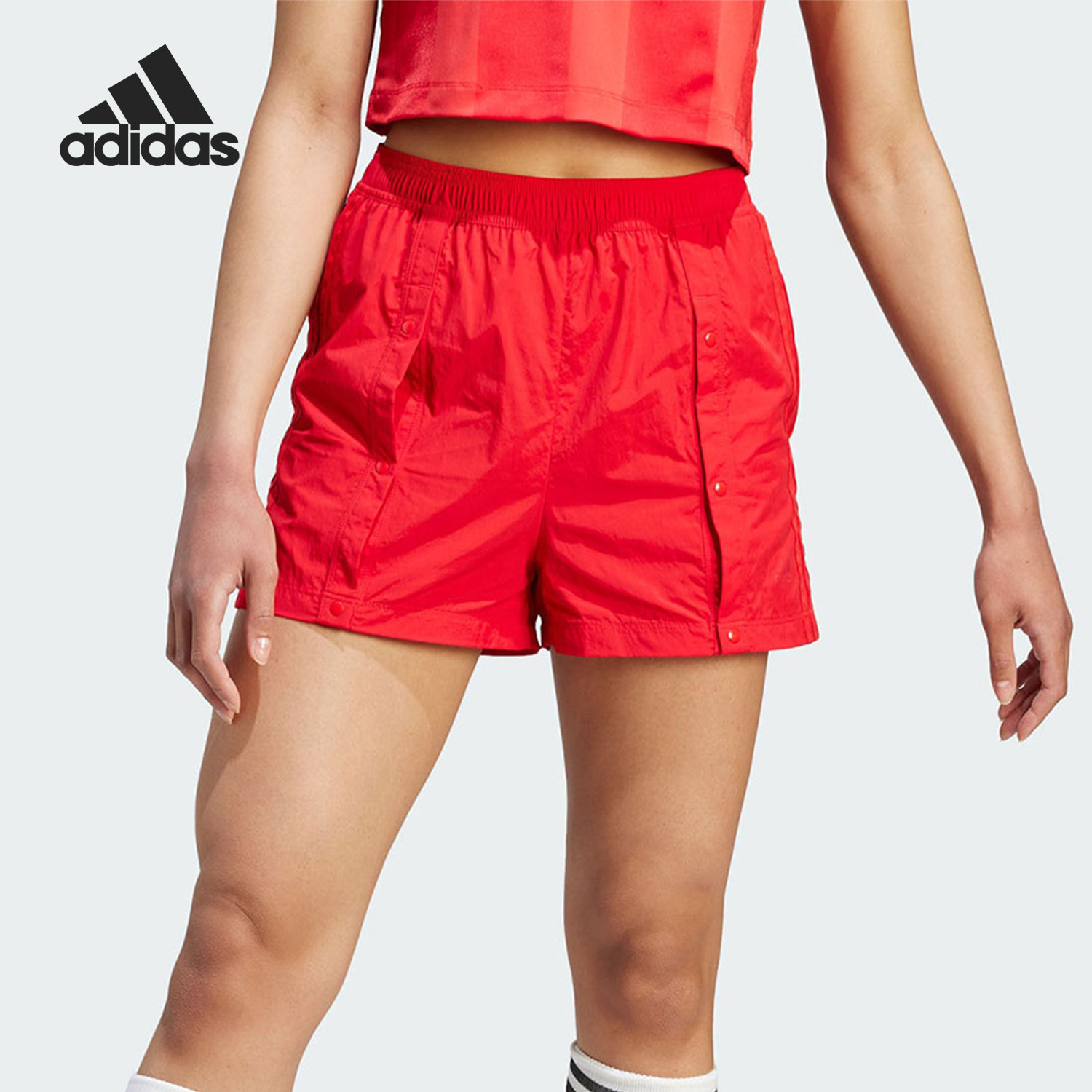 Adidas/阿迪达斯正品夏季新款女士经典条纹高腰短裤IK4240,运动服/休闲服装,运动中长裤／短裤,淘宝优惠券,粉丝福利购,淘宝优惠卷