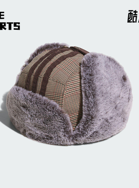 Adidas/阿迪达斯正品三叶草男女款经典保暖格纹运动护耳帽IA8906