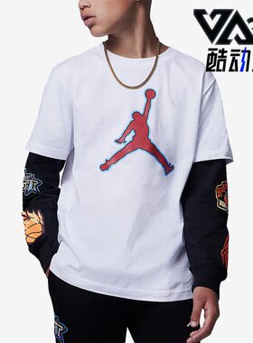 Nike/耐克正品JORDAN大童运动休闲时尚印花长袖T恤FV3268-100