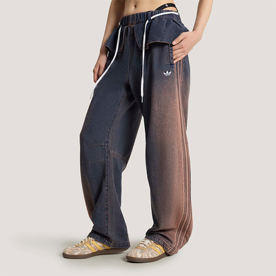 Adidas/阿迪达斯正品三叶草女士经典宽松二合一牛仔长裤KS0624