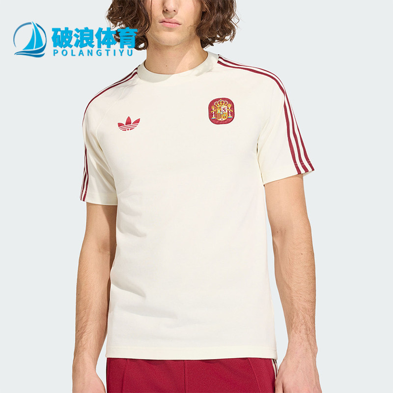 Adidas/阿迪达斯正品三叶草男士条纹修身针织圆领运动T恤JZ2256图片