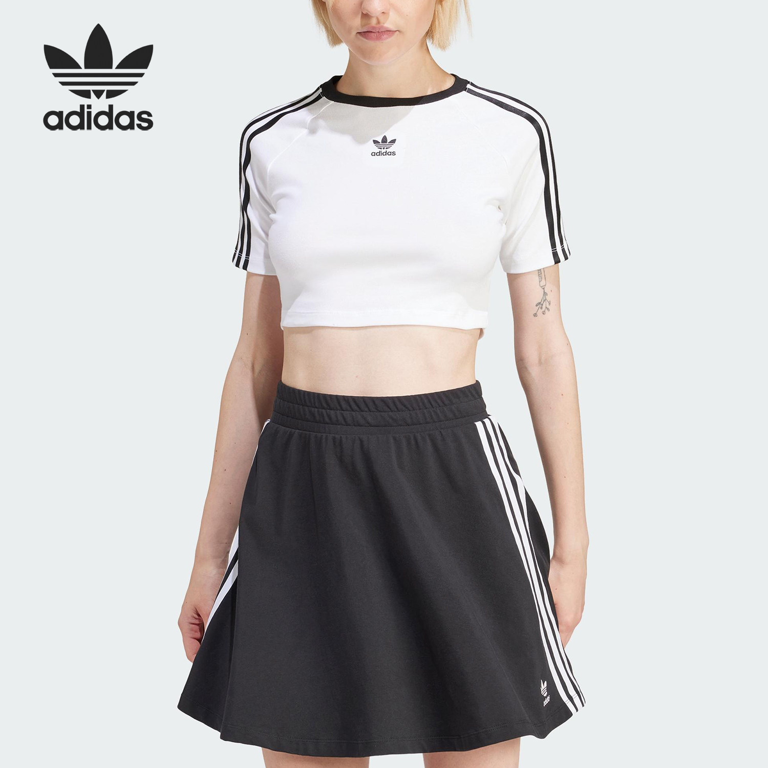 Adidas/阿迪达斯正品三叶草女士复古修身运动短袖T恤IP0662