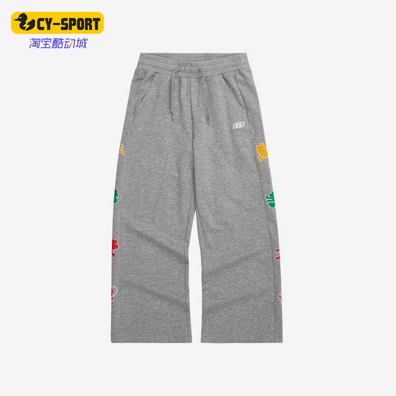 Skechers/斯凯奇正品秋季女童运动休闲趣味印花针织长裤 P222G056