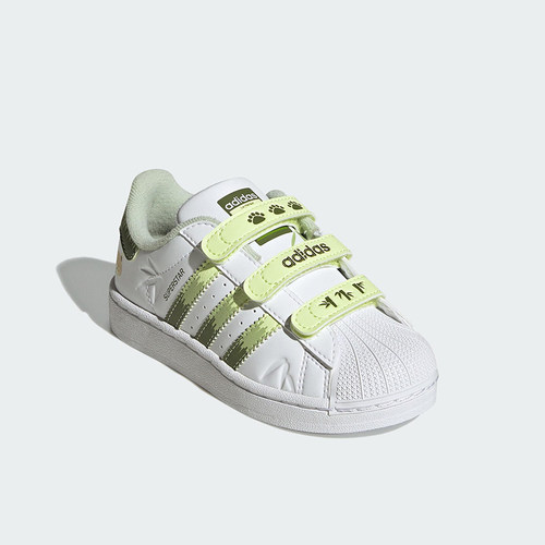 Adidas/阿迪达斯正品三叶草小童运动魔术贴贝壳头休闲板鞋JS2474