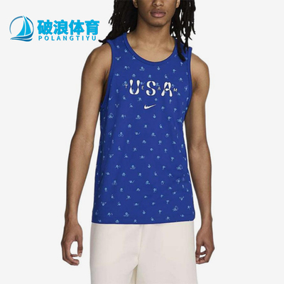 Nike/耐克正品男士圆领套头字母logo印花背心T恤FN0879-417