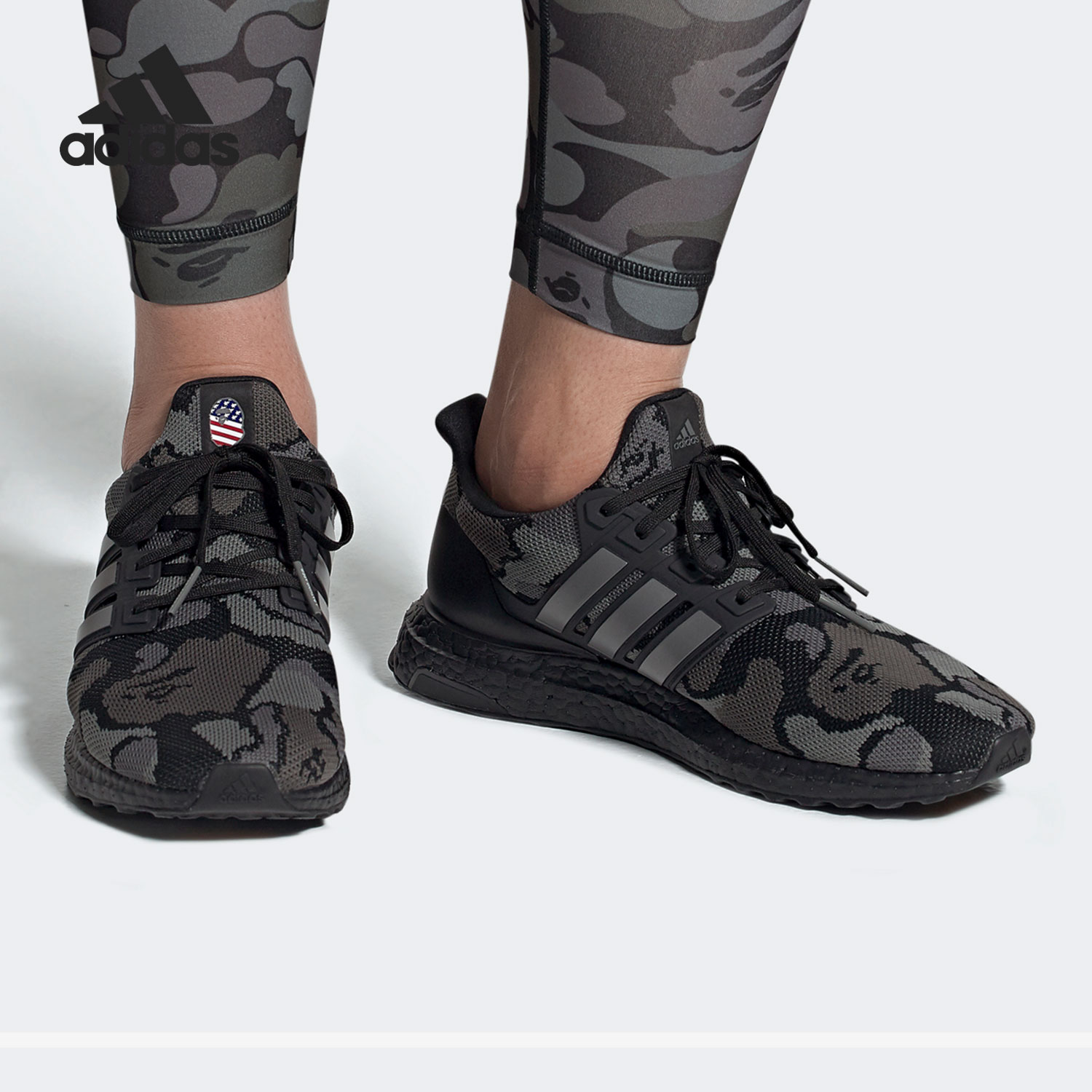Adidas/阿迪达斯正品Ultra Boost X Bape男女黑迷彩跑步鞋G54784