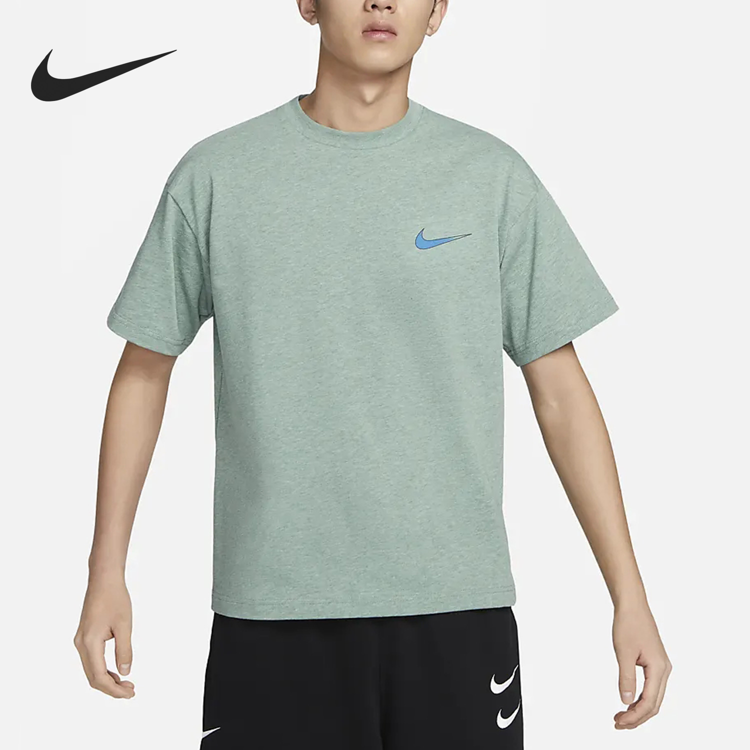 Nike/耐克正品夏季男子运动针织宽松印花字母短袖FB2730-317
