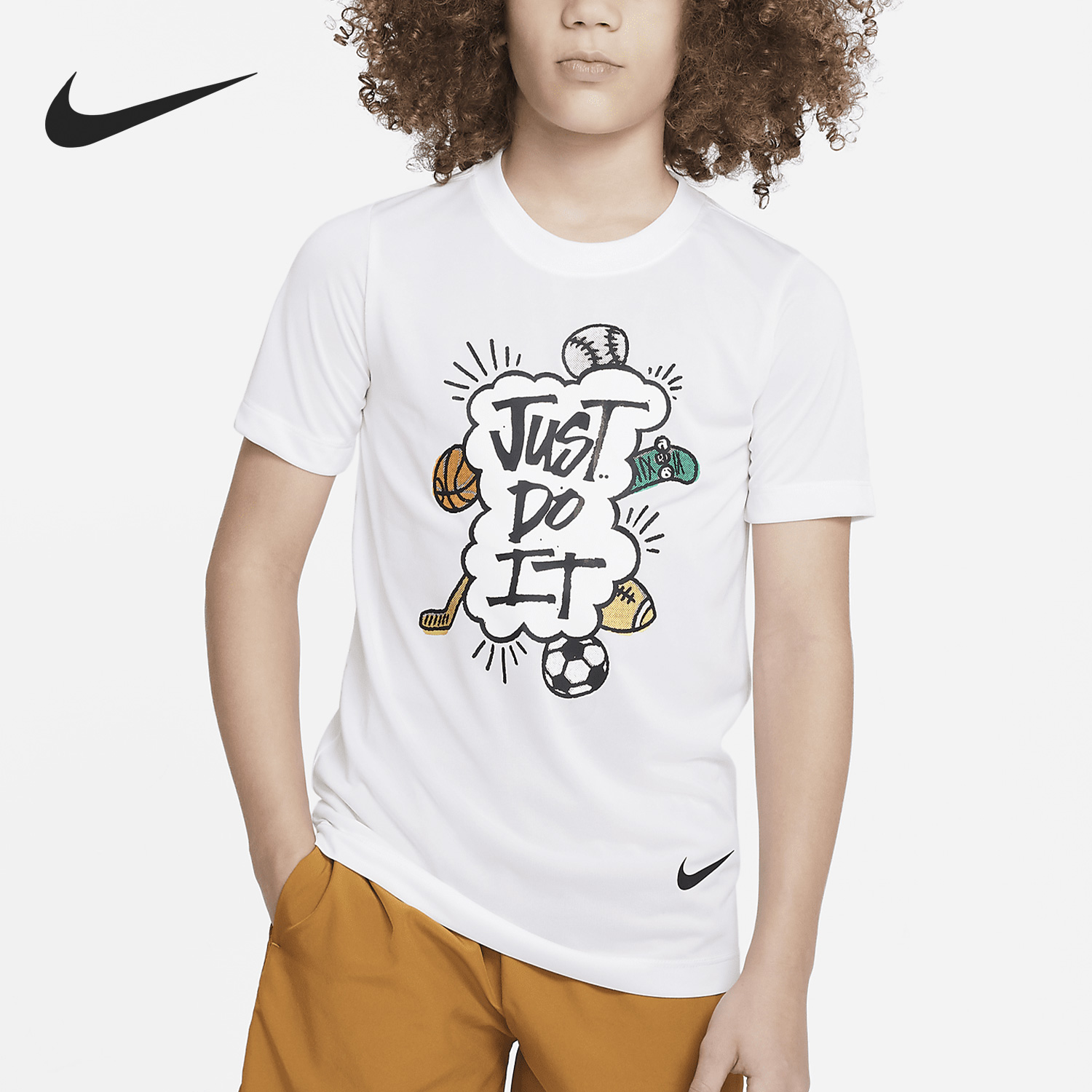 Nike/耐克正品夏季新款大童运动休闲圆领短袖DX9534-100