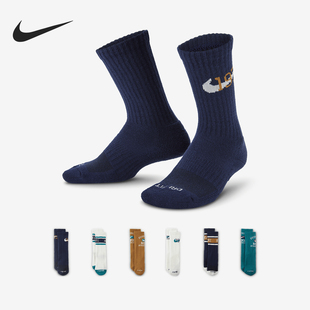 HQ7208 Nike FIT儿童运动透气长筒袜子六双装 Dri 410 耐克正品