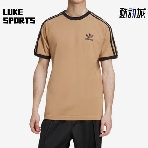 Adidas/阿迪达斯正品三叶草男士三条纹圆领修身短袖T恤JY1370