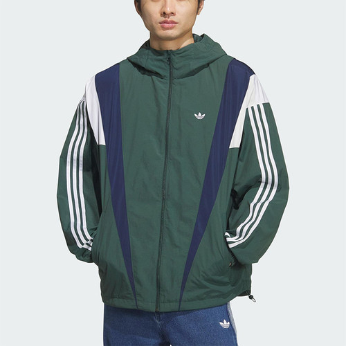 Adidas/阿迪达斯正品三叶草男士时尚宽松梭织连帽运动外套KS3553