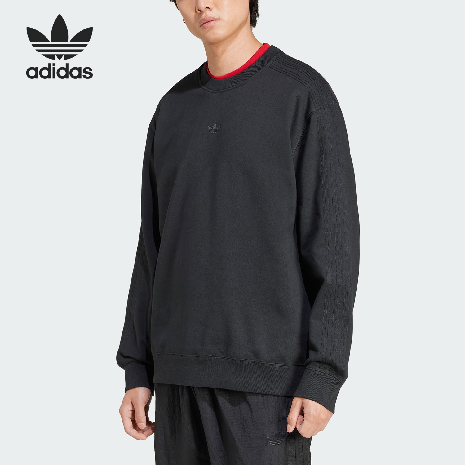 Adidas/阿迪达斯官方正品三叶草男士保暖圆领日常宽松卫衣JC9574