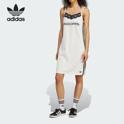 Adidas/阿迪达斯官方正品三叶草女士拼接运动吊带连衣裙JZ6770
