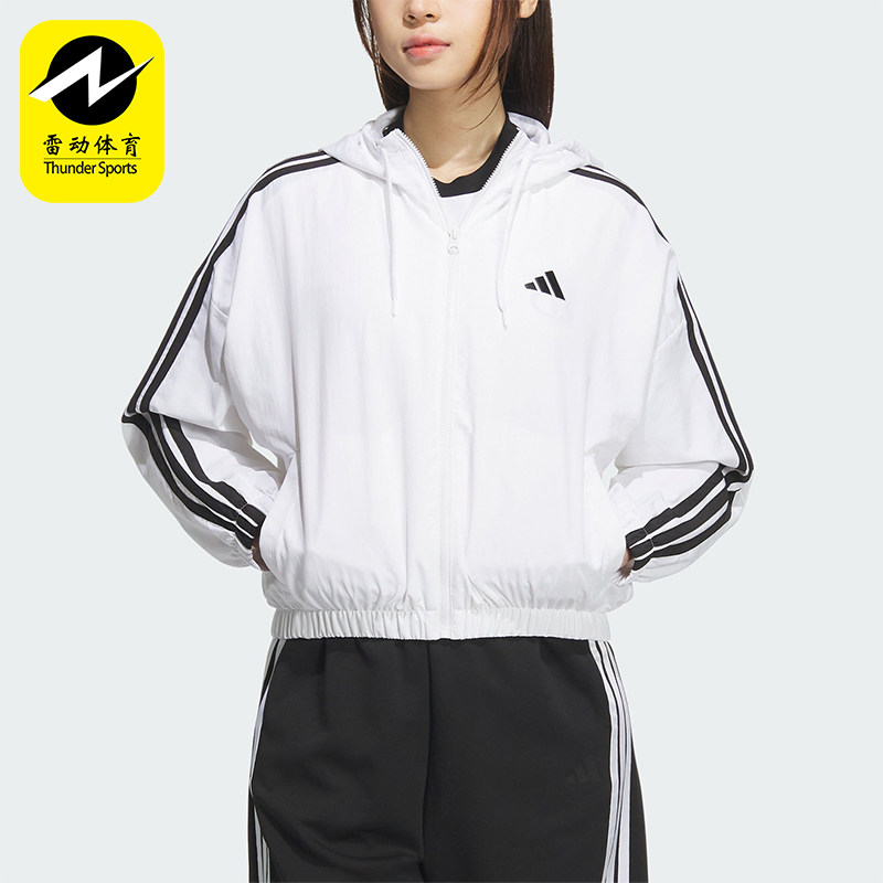 Adidas/阿迪达斯正品W 3S WV WB女士运动短款条纹外套JZ2161图片