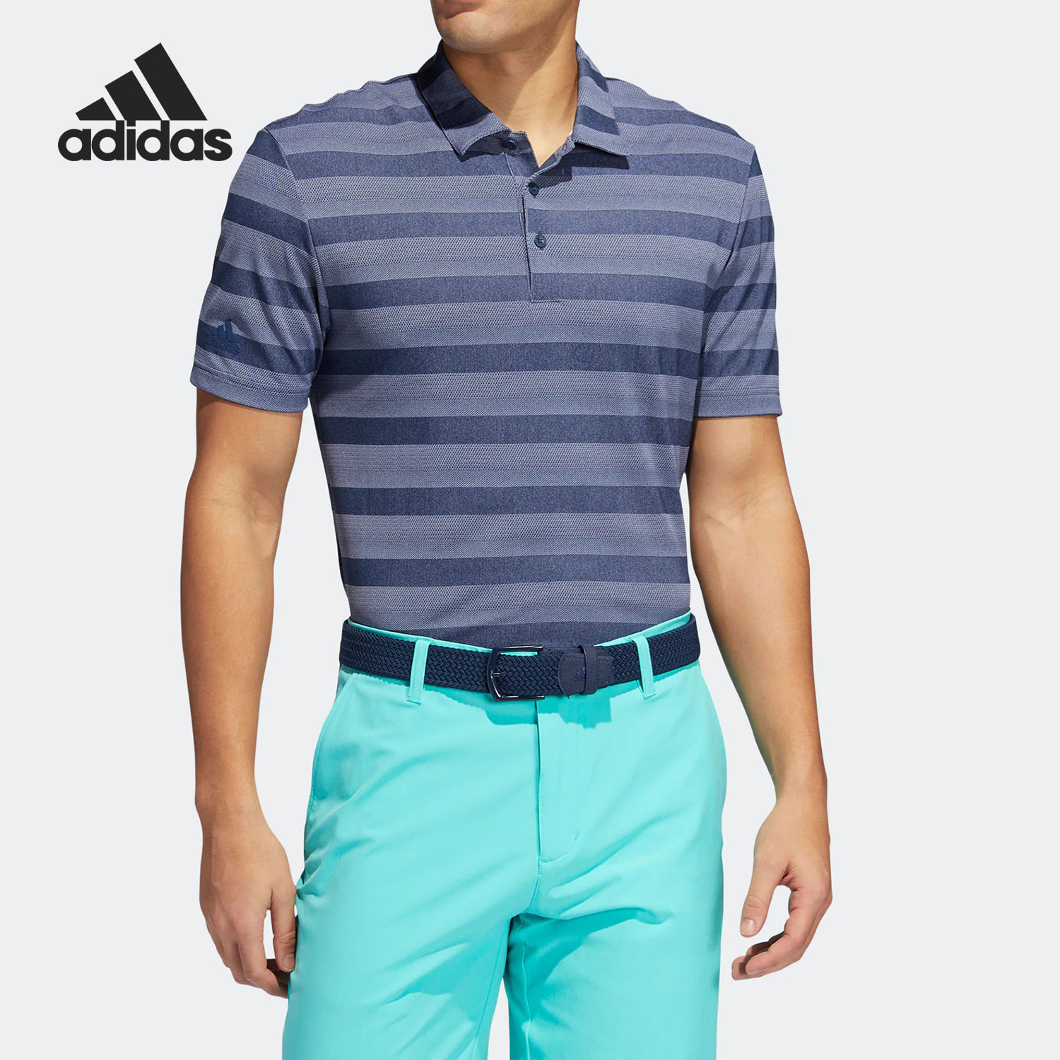 Adidas/阿迪达斯官方正品男子2 STRP高尔夫运动短袖POLO衫 HE2298