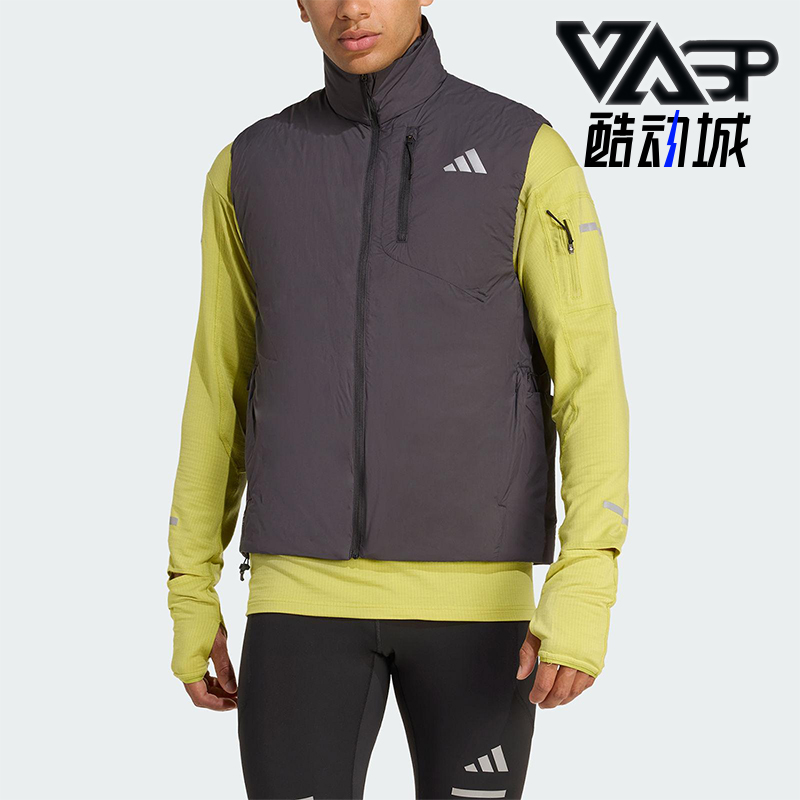 Adidas/阿迪达斯正品2025冬季男士立领保暖跑步运动棉马甲JM5715