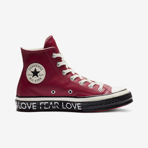 Converse匡威 男女情人节限定爱心皮质玫红色高帮休闲鞋 563472C